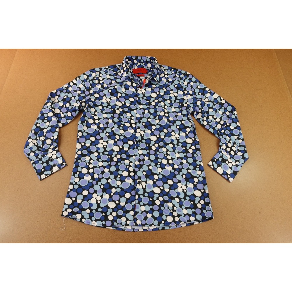Elie Balleh Womens Size 16 Slim Fit Colorful Dotted Long Sleeve Dress Shirt NWT